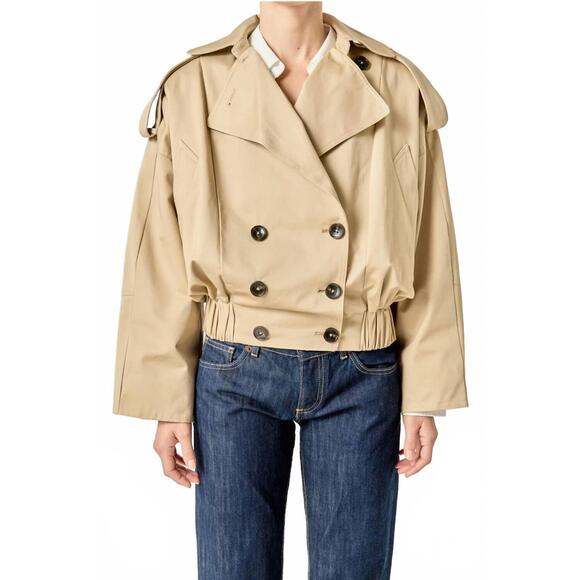 NEW ENGLISH FACTORY women's short trench jacket in beige - Picture 5 of 5